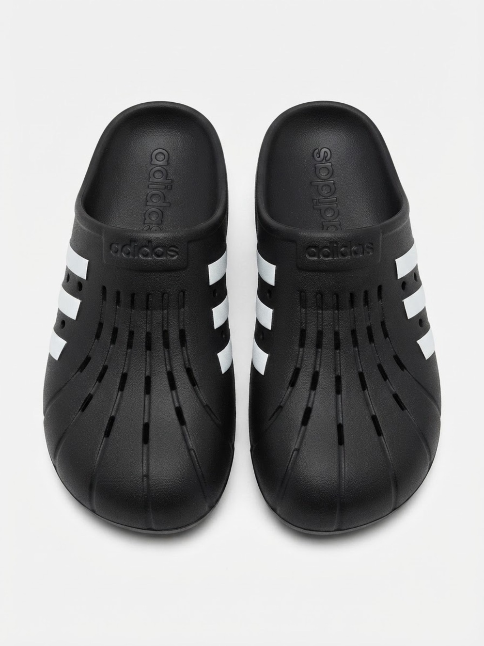 Adidas Black Sandal Slides with White Stripes